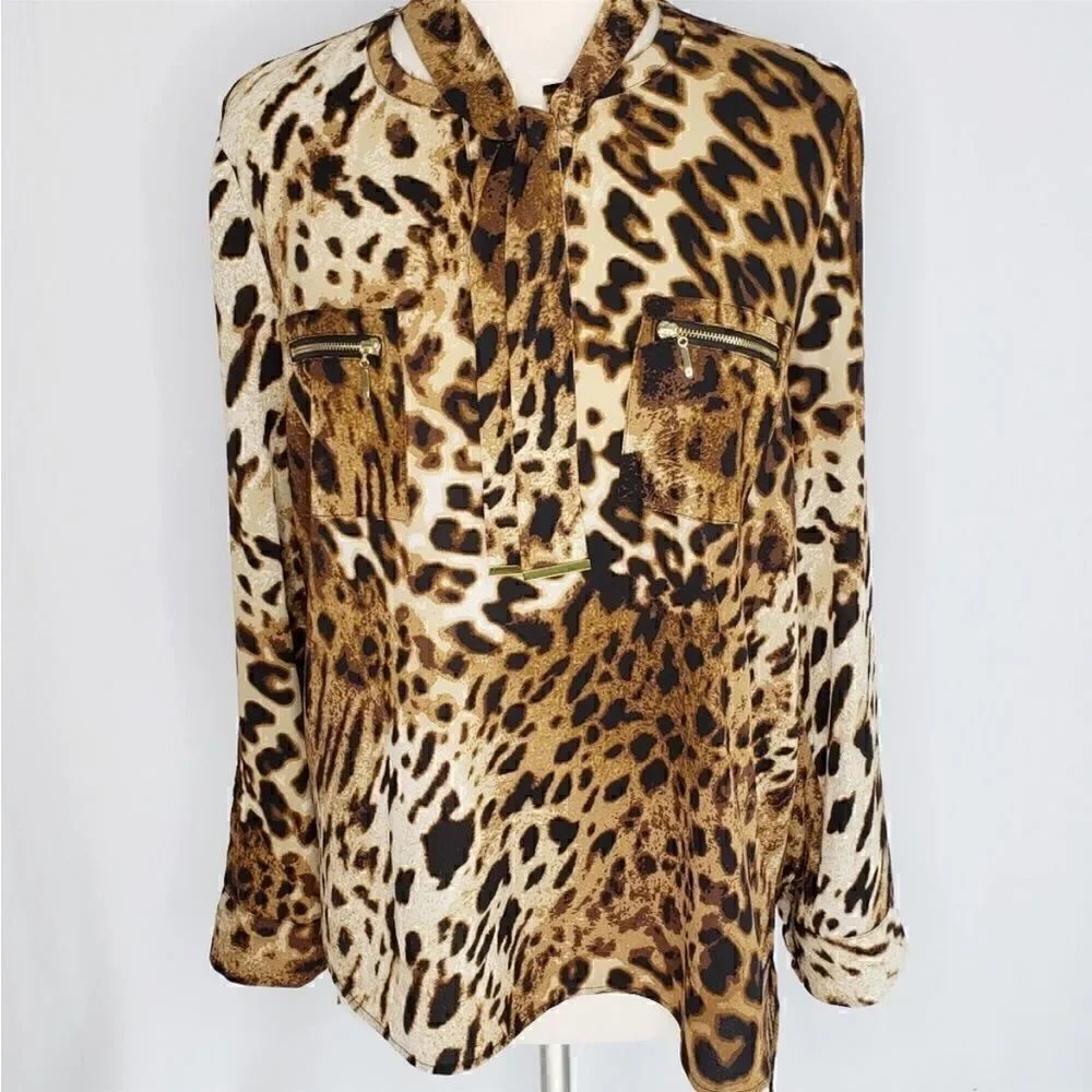 Rafaella Animal Print long Sleeve Blouse